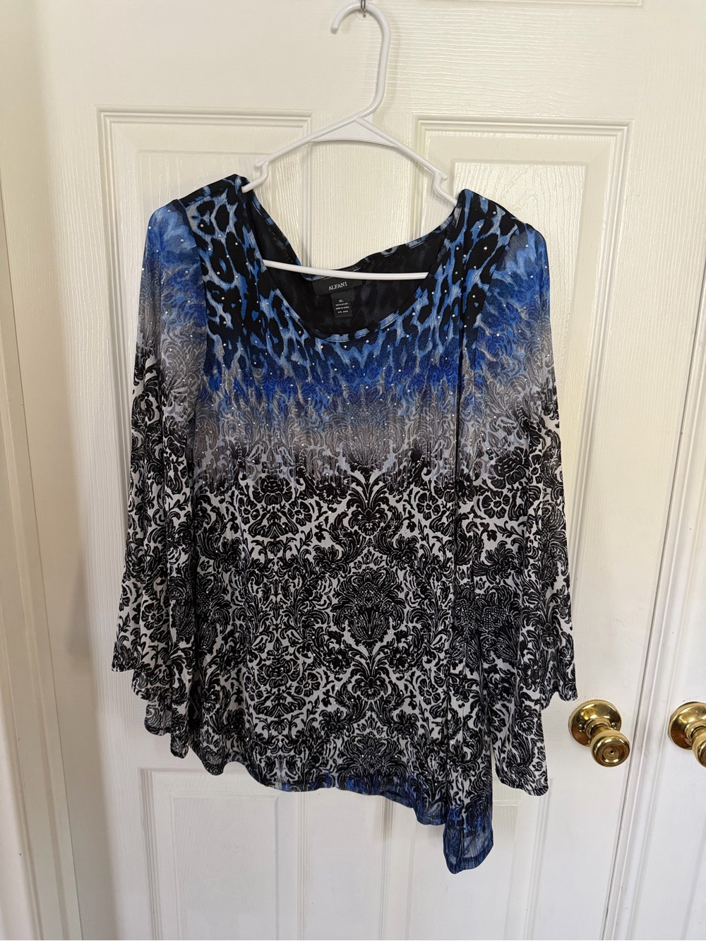Alfani Animal print/paisley print mesh top